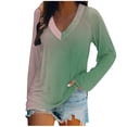 thumbnail image 1 of KIHOUT - Blusas casuales para mujer, liquidación 2024, moda clásica, color degradado, cuello en V, blusas holgadas básicas de otoño, blusas tipo túnica de manga larga, 1 of 4