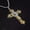 Gold, variant on Stainless Steel Necklace Cross Pendant Unisex Mens Box Chain Cz Rinestone N20