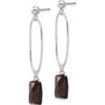 thumbnail image 2 of Sterling Silver Polished And Textured Smoky Quartz Post Dangle Earrings (Width 11) (Length 50.2) - Jbsp, 2 of 5