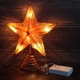 thumbnail image 3 of Decoración para árbol de Navidad CVHOMEDECO. Estrella naranja brillante, 3 of 7