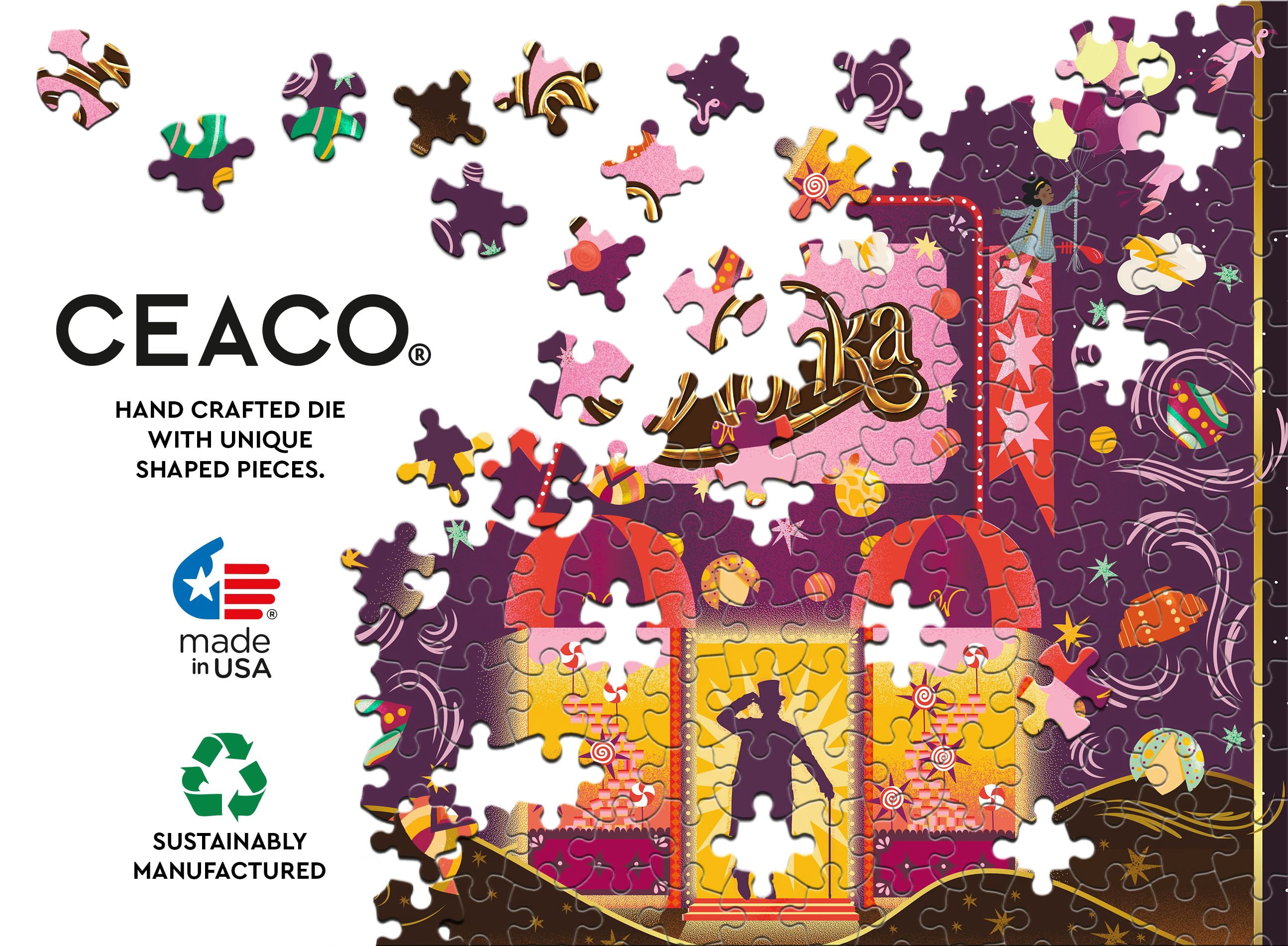 Ceaco 500 Piece Wonka, Chocolate Fantasy Interlocking Jigsaw Puzzle