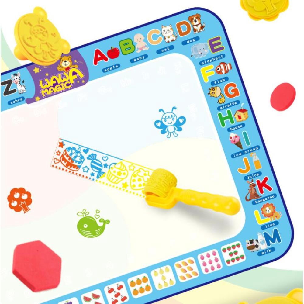 Alfombra Mágica De Pintura Con Agua Para Niños - 54x39 Cm, Incluye 2 Bolígrafos De Agua Y Plantillas, Ideal Para Dibujar Y Jugar