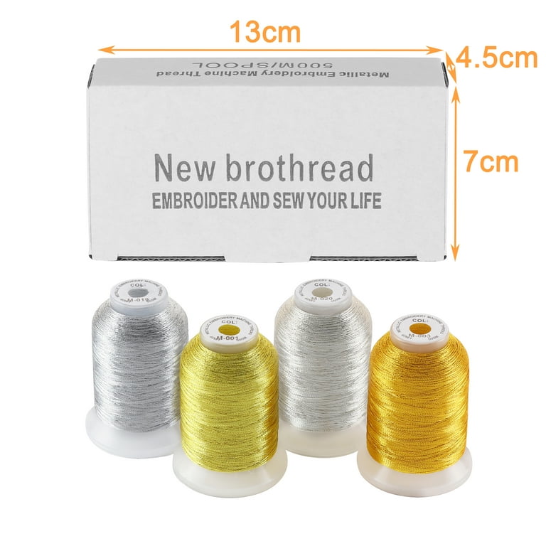 New Brothread 4 Colors Metallic Embroidery Machine Thread Kit 500M