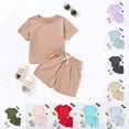 thumbnail image 6 of Gubotare Boys Summer Clothes Color Block Toddler Baby Boy Outfits Shirt Tops and Short Pants Set Summer Boy Clothes 6 9 12 18 24 Months 2T 3T 4T (Brown,Size 18-24 Months), 6 of 9