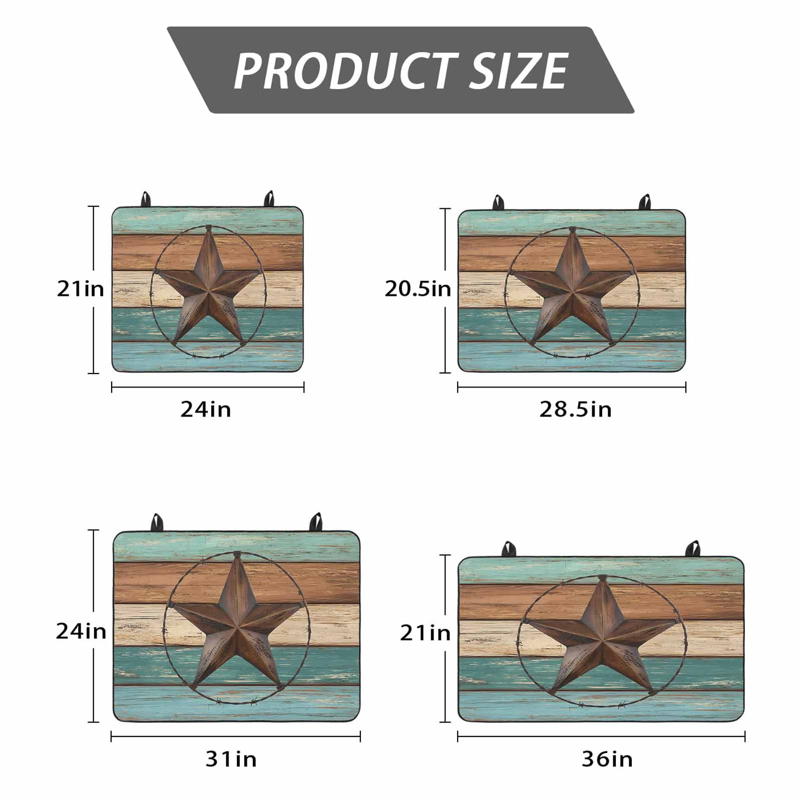 Teal Brown Stove Top Cover for Electric Stove, Heat-proof & Non Slip Glass Top Stove Cover Protector, Country Texas Star Farmhouse Barn Door Wood Kitchen Flat Cooktop Rubber Mat 24x21 Inches
