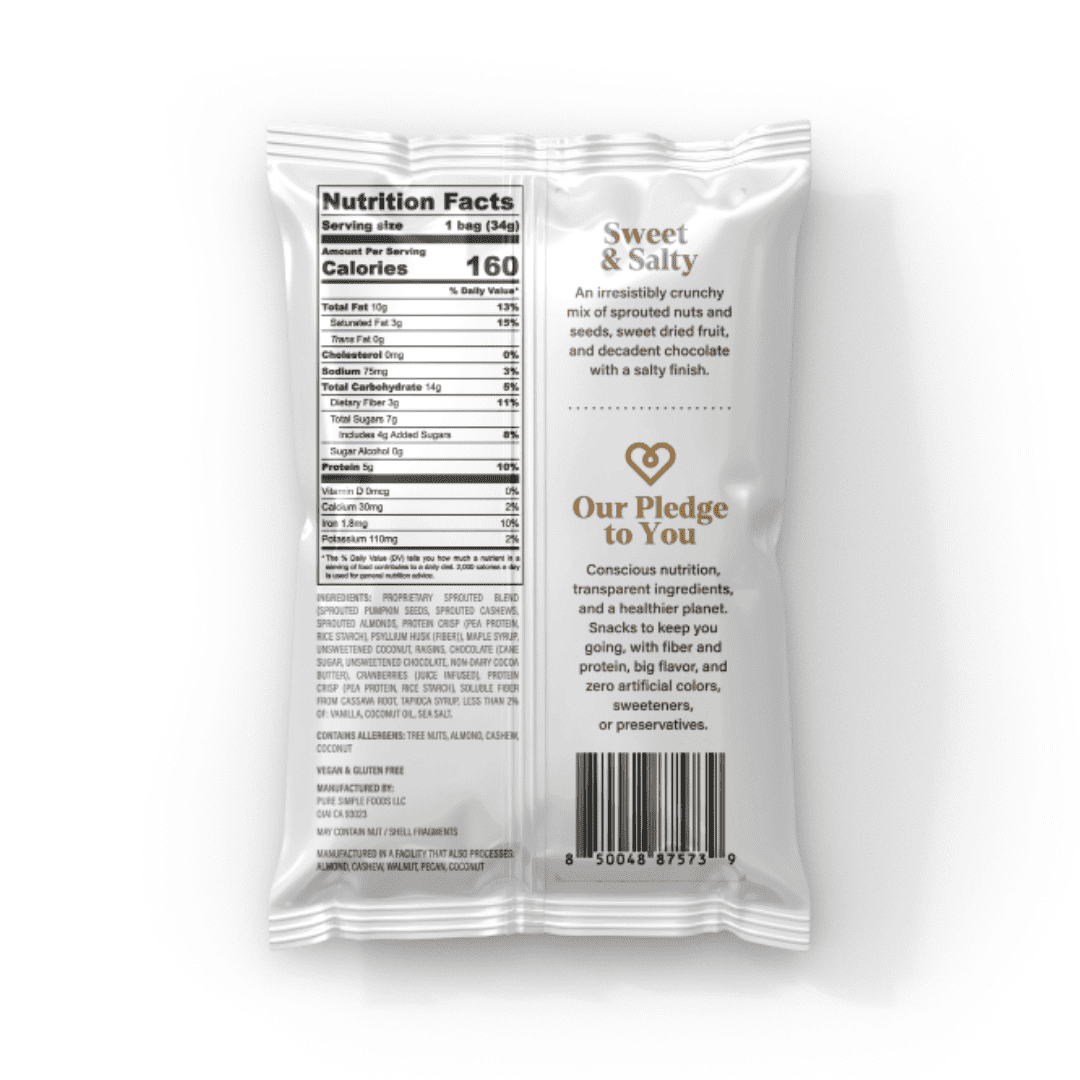 Purely Sprouted Sweet & Salty Sprouted Nut & Seed Clusters, Non-GMO, 6 Pack, 1.2 oz