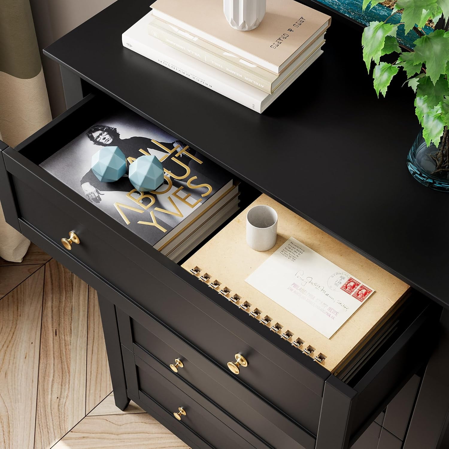 Roromall 5 Drawer Dresser for Bedroom, Tall Dresser with Deep Drawers & Metal Knobs, Modern Wooden Chests of Drawers for Entryway, Hallway