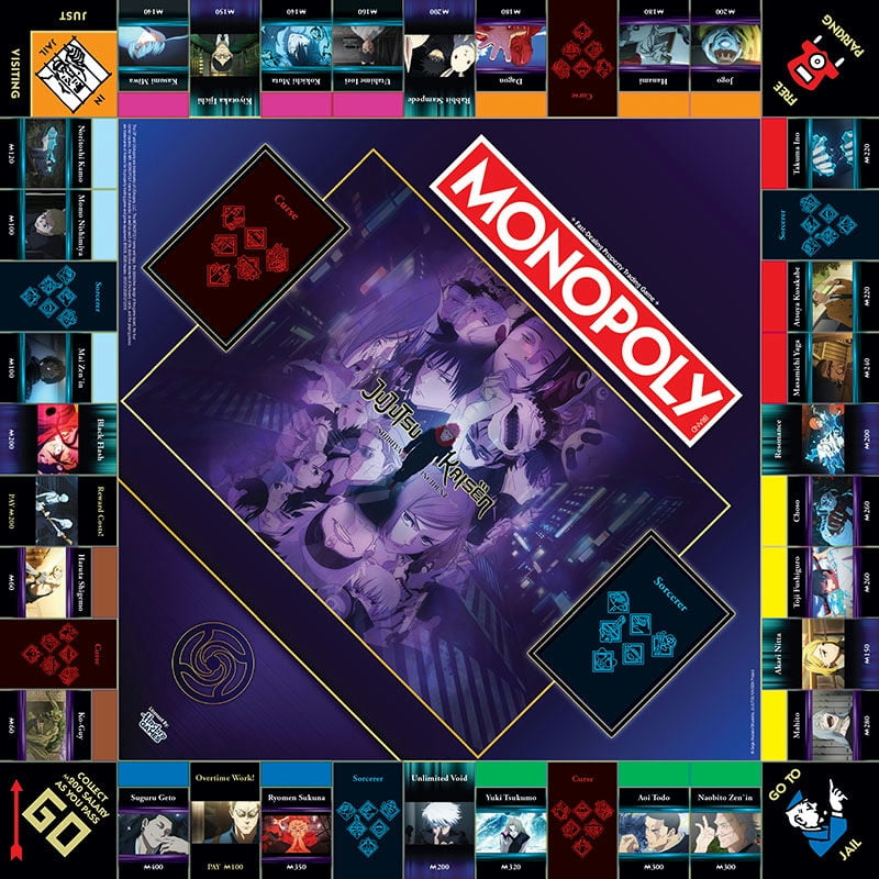 MONOPOLY: Jujutsu Kaisen Edition Board Game, Buy Sell Trade Locations from the Shibuya Incident Arc, Featuring 6 Custom Tokens: Yuji Itadori, Panda, Satoru Gojo & More