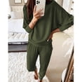 thumbnail image 2 of Traje De Manga Larga, Elasticidad, Estilo Simple, Cuello Redondo, Tela De Poliéster, Traje Informal Para Mujer Para Dormir Para Uso Diario ANGGREK Otros, 2 of 6