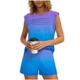 thumbnail image 2 of Axiiglly Women's 2 Piece Sets Summer Sleeveless Ruched Tank Tops with Pockets Shorts Casual Travel Outfits, 2 of 8