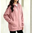 thumbnail image 5 of Fleece Lined Zip Hoodie for Women Ghalytn Oversized Jacket - Drawstring Long Sleeve Top with Kangaroo Pocket, 5 of 8