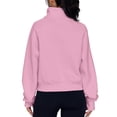 thumbnail image 4 of Hoodies for Women Women's Long Sleeve Casual Lapel Pullover Half Zip Sweatshirts Thumb Hole Cropped Sweatshirts With Pocket Sweatshirts for Women Pink M, 4 of 6