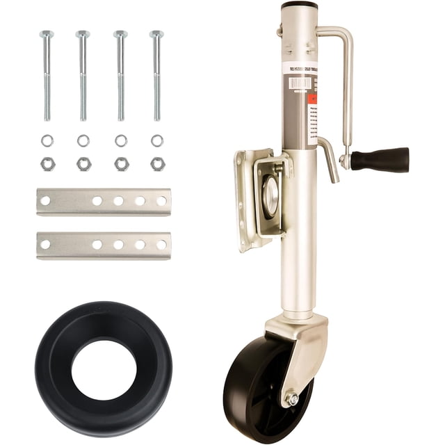 PTJ0201 Cric à Languette pour Remorque Marine Pivotante Capacité de 1000 Lbs avec Roue et Butée de Roue