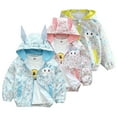 thumbnail image 2 of WOLLED Kids Girls Zip Hooded Short Jacket 1-7Y Toddler Bunny Print Tops Baby Versatile Outerwear Coats, 2 of 10