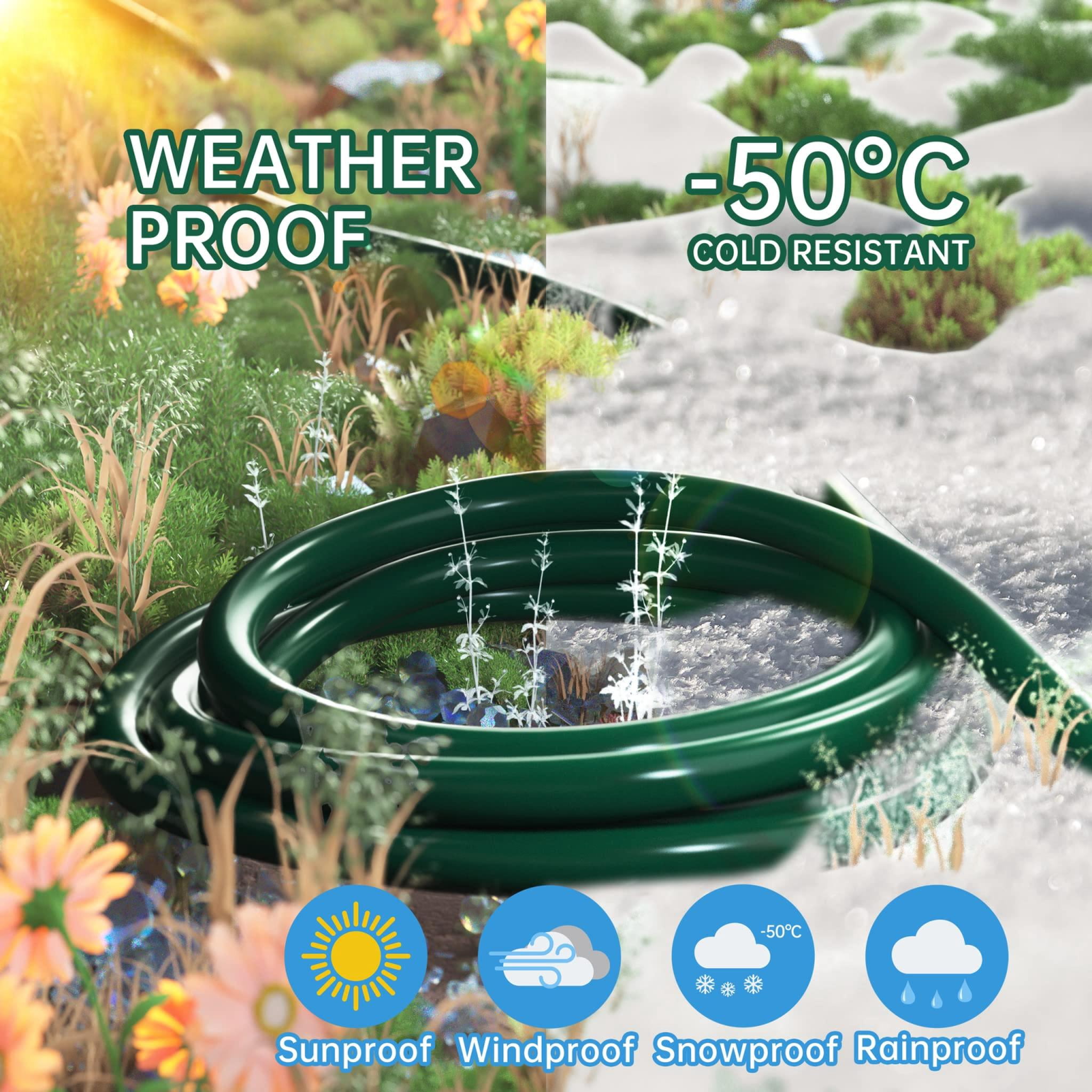 Indoor Outdoor Green Extension Cord 75 Ft Waterproof  16/3 Gauge Flexible Cold-resistant Appliance Outside 10a 1250w 16awg Sjtw 3 Prong Electric Cable Etl