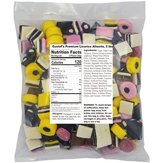 Gustafs Premium Licorice Allsorts, 5 Lbs