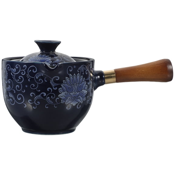 WRITWAA Navy Porcelain Chinese Style Teapot with Side Handle, Elegant Ceramic Tea Kettle for Brewing, 1 Piece