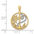 thumbnail image 2 of 14k White Rhodium Religious Faith Cross Nautical Ship Mariner Anchor Captain Wheel Pendant Necklace 23mm long Pendant fo, 2 of 2