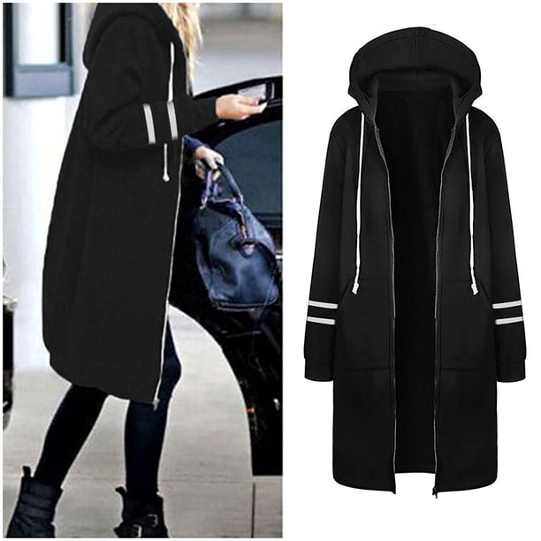 Pntutb Mujeres Cremallera Impresión Abierta Con Capucha Fleece Sudadera Abrigo Largo Chaqueta tops Outwear Pntutb Pntutb-7347