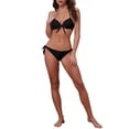 thumbnail image 2 of Conjuntos de bikini de halter con nudo y trenzado para mujer, 2 piezas, tirantes dobles, parte inferior triangular con lazo en la espalda, trajes de baño, talla X-Large, negro, 2 of 5