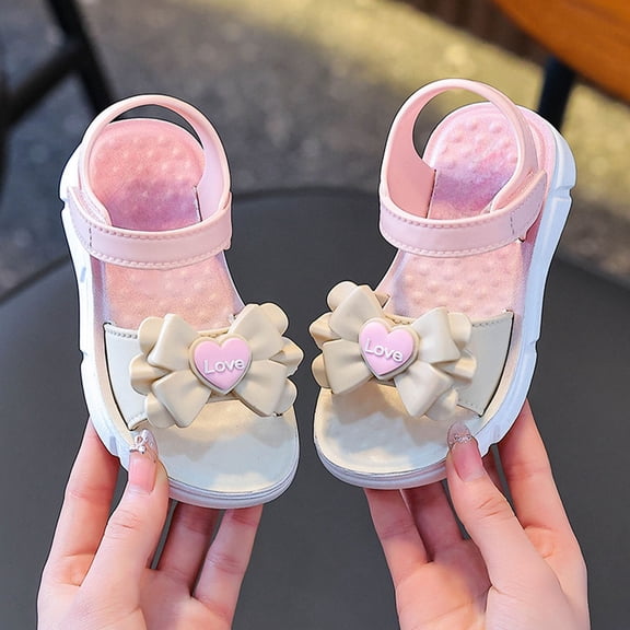 BXJX Girls Comfort Sandals, Non Slip Adjustable Strap Open Toe Summer Shoes for Kids Pink Size 9(Toddler)