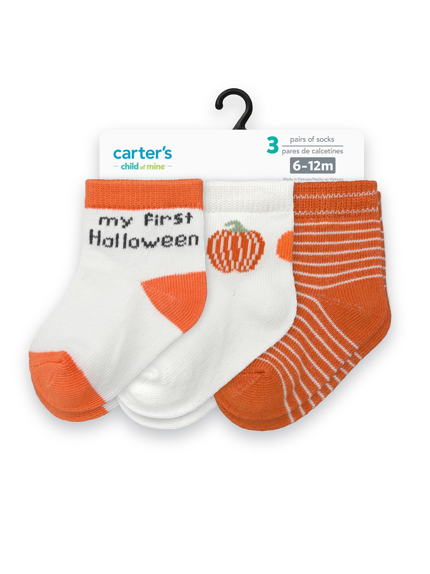 Carter's Child of Mine Infant Unisex Falloween Crew Socks, 3 Packs, Size 0-6 Months