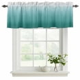 thumbnail image 2 of Teal Green Ombre Valances for Windows, Decorative Rod Pocket Window Valance Curtains, Contemporary Gradient Abstract Art Short Curtain Drapes for Kitchen/Bathroom/Living Room, 2 Panels, 42" W x 12" L, 2 of 8