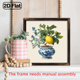 thumbnail image 6 of 2D Flat, 1pc, Classic Lemon Branch in Blue and White Porcelain Vase Watercolor Print FrameWooden Sign Wall Art, Wall Decoration, Vintage Style Wall Decor for Kitchen, Dining Room, Living Room, Bed, 6 of 9