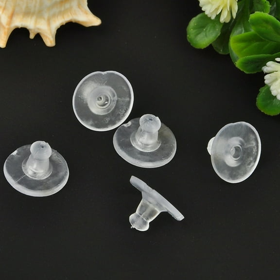 Soimiss 100Pcs White Silicone Earring Backs Stretchy Tear Resistant Earring Stoppers