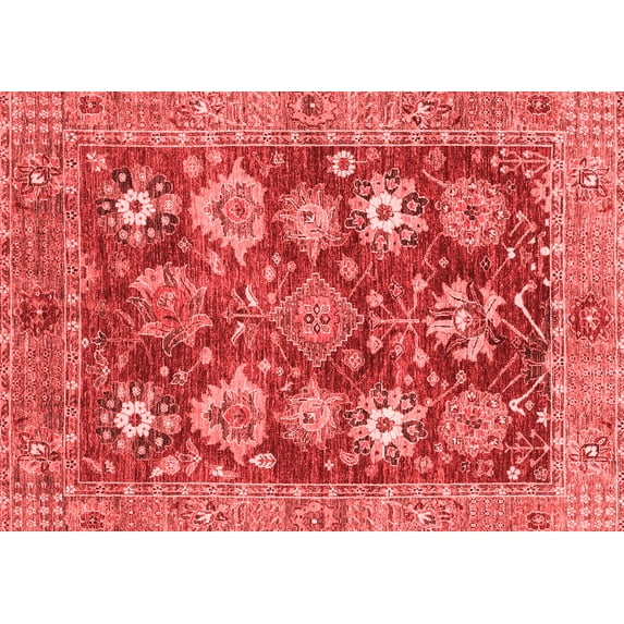 Ahgly Company Machine Washable Indoor Rectangle Abstract Red Modern Area Rugs, 4' x 6'