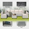 thumbnail image 4 of 7-Piece Outdoor Sectional Patio Furniture Set, All-Weather Wicker Rattan Sofa with Thick Washable Cushions & Tempered Glass Table, Perfect for Garden, Poolside, Backyard (Dusty Gray), 4 of 8