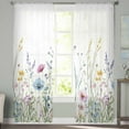 thumbnail image 2 of Spring Floral Sheer Curtains 72 Inches Long 2 Panels Set, Window Sheer Curtains for Living Room/Bedroom, Colorful Botanical Wildflower Summer Light Filtering Rod Pocket Curtain 52'' x 72'' x 2, 2 of 7