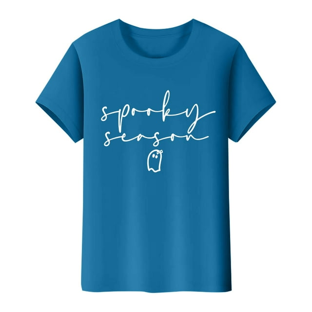NMMUED T-Shirts d'Halloween Hauts de Sortie pour Femmes T-Shirt Squelette Tunique à Manches Courtes pour Femmes T-Shirts Décontractés pour Femmes T-Shirts Graphiques d'Halloween Hauts d'Halloween pour Femmes Bleu Foncé TTG