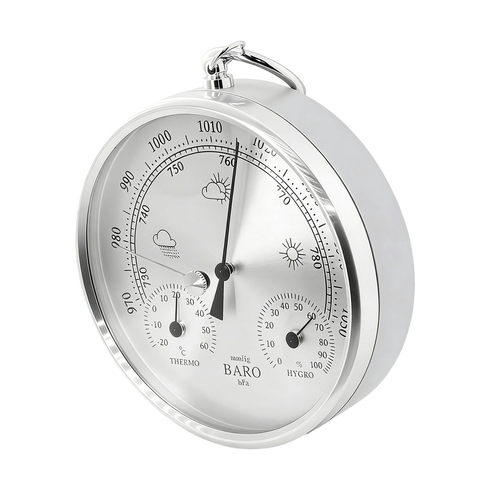 WLPZXP Barometer Thermometer Hygrometer Weather Station for Home Office Living Room Silver