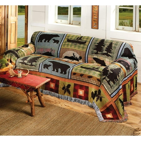 Moose Bear Lake Tapestry Sofa Cover