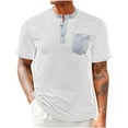 thumbnail image 1 of Weiqiqre Mens Shirts Short Sleeve Button Down Shirts Color Block Collared Golf Shirts with Pocket, 1 of 4