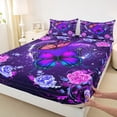 thumbnail image 3 of Homewish Kids Children Floral Flying Butterflies 4pcs Bed Sheets,Chic Flowers Rose King Sheets,Bling Starry Sky Glitter Super Cozy Sheet Set,Ultra Soft Home Decor, 3 of 7