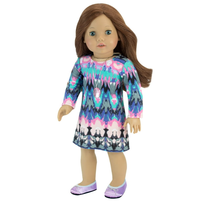 jersey dress 18 Sophia's Watercolor Ikat Print Jersey Dress for 18 Dolls, Multi