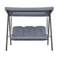 thumbnail image 2 of 3-Seat Converting Outdoor Patio Canopy Swing Hammock Bench with Thick Cushion, (Grey), 2 of 6
