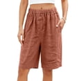 thumbnail image 3 of Kojanyu Women's 100% Cotton Elastic Waist Shorts Casual Loose Fit Wide Leg Lounge Shorts with Pockets Summer Beach Vacation Shorts, 3 of 7