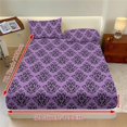 thumbnail image 3 of Garronmavis Purple Damask Pattern Twin Size Bedding Set, 3 Piece Soft Breathable Fitted Sheet & 2 Pillow Shams, Wrinkle Resistant Vintage Bed Cover for Bedroom Guest, 3 of 7