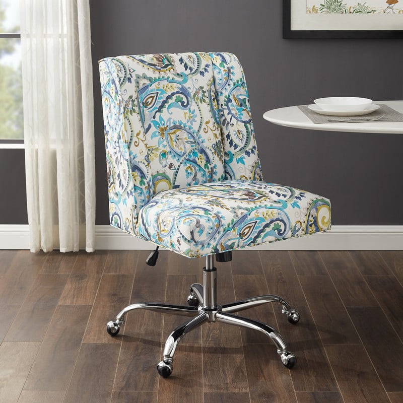 Linon Draper Upholstered Swivel Office Chair, Adjustable