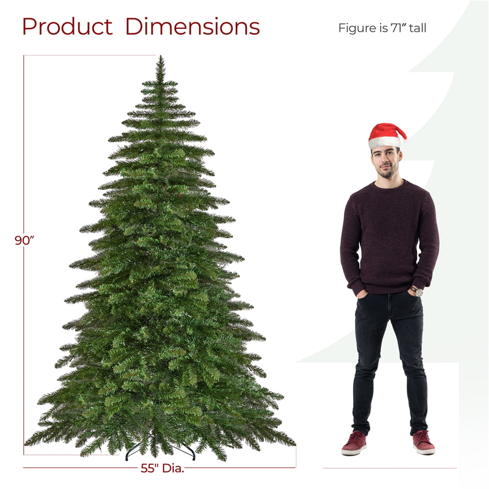 Alden Design 7.5ft Pre-lit Artificial Christmas Tree with Stand, Green