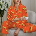 thumbnail image 6 of Picia tortilla tacos Pattern Women’s Long-Sleeve Sleepwear Set - Soft 2-Piece Loungewear with Pockets, Comfy PJs for Relaxing Nights-Medium, 6 of 7