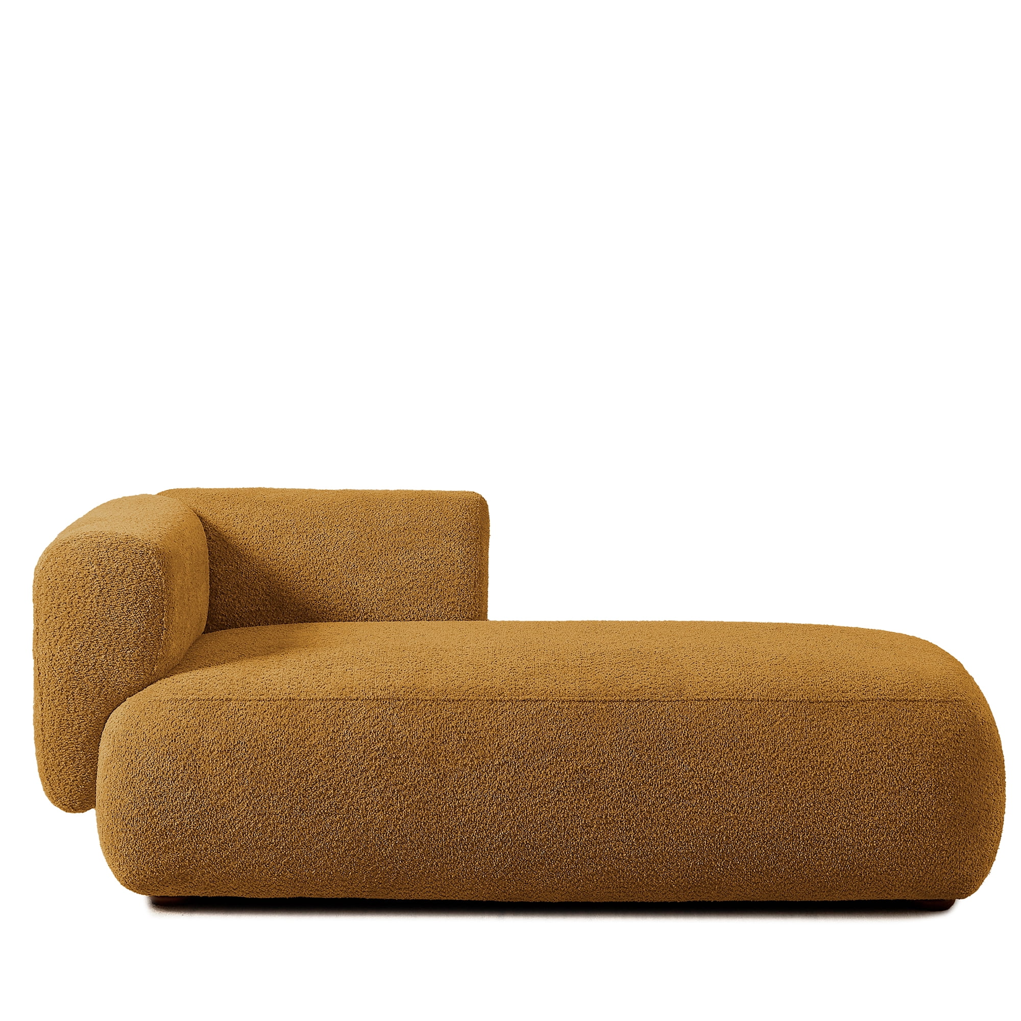 Miniyam Boucle Chaise Lounge Chair, One Arm Upholstered Chaise Sofa with Single-Sided Back and Legs for Living Room, Orange