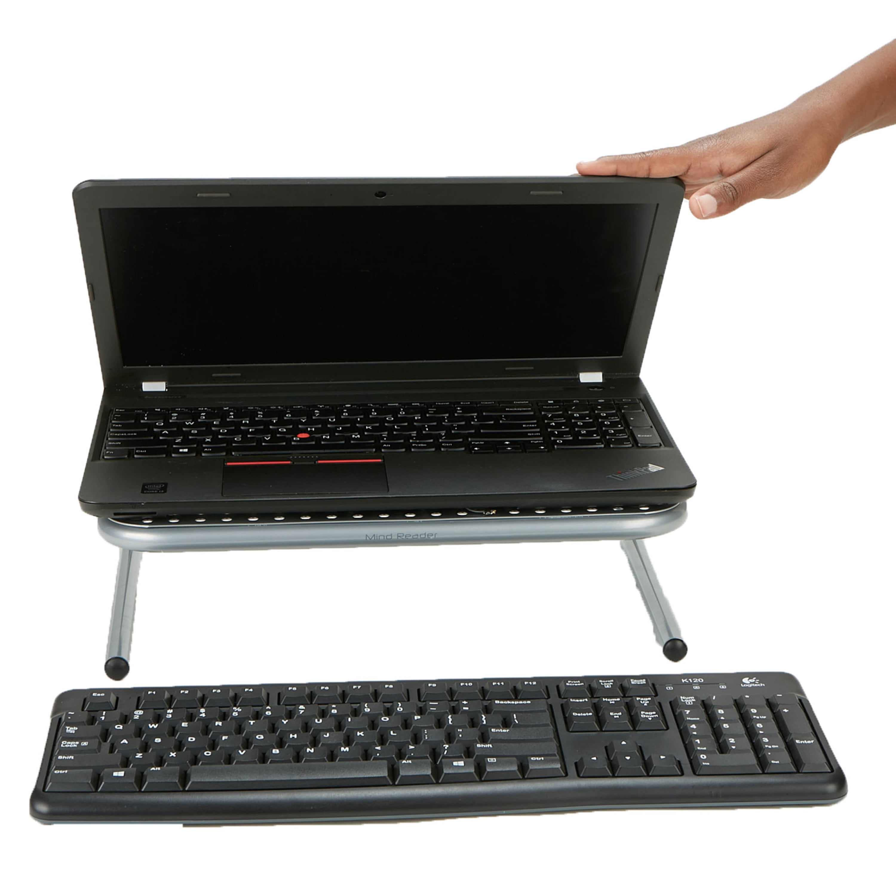 Mind Reader Vented 11 x 14.5 x 4.5 Metal Monitor Stand, Silver