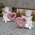 thumbnail image 4 of 1 Par De Estatuas De Ángel De Cupido Con Corona De Amor En Forma De Corazón, Adorno De Resina Rosa, Estatua De Ángel De Resina, Estatua De Ángel De Rosa En Forma De Corazón, Figura De Querubín Rosa De Muyoka Hogar, 4 of 6