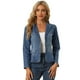 thumbnail image 2 of Chaqueta Vaquera con Solapa para Mujer Chaqueta de Mezclilla de Trabajo con un Botón de Manga Larga Azul XS, 2 of 2