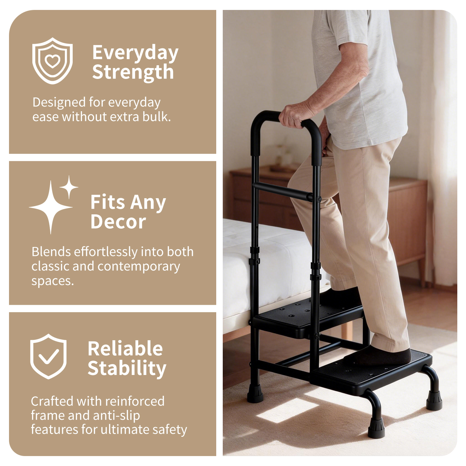 SAFH 2-Step Stool With Handle, Adjustable Height photo 6