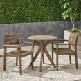 thumbnail image 3 of GDF Studio Brigitte Outdoor Acacia Wood 3 Piece Bistro Set, Gray, 3 of 13